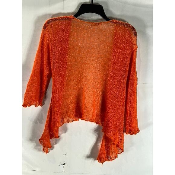 EXOTIC Women's Bright Orange Knit Open Front Elbow-Sleeve Shrug SZ OS - Picture 2 of 6